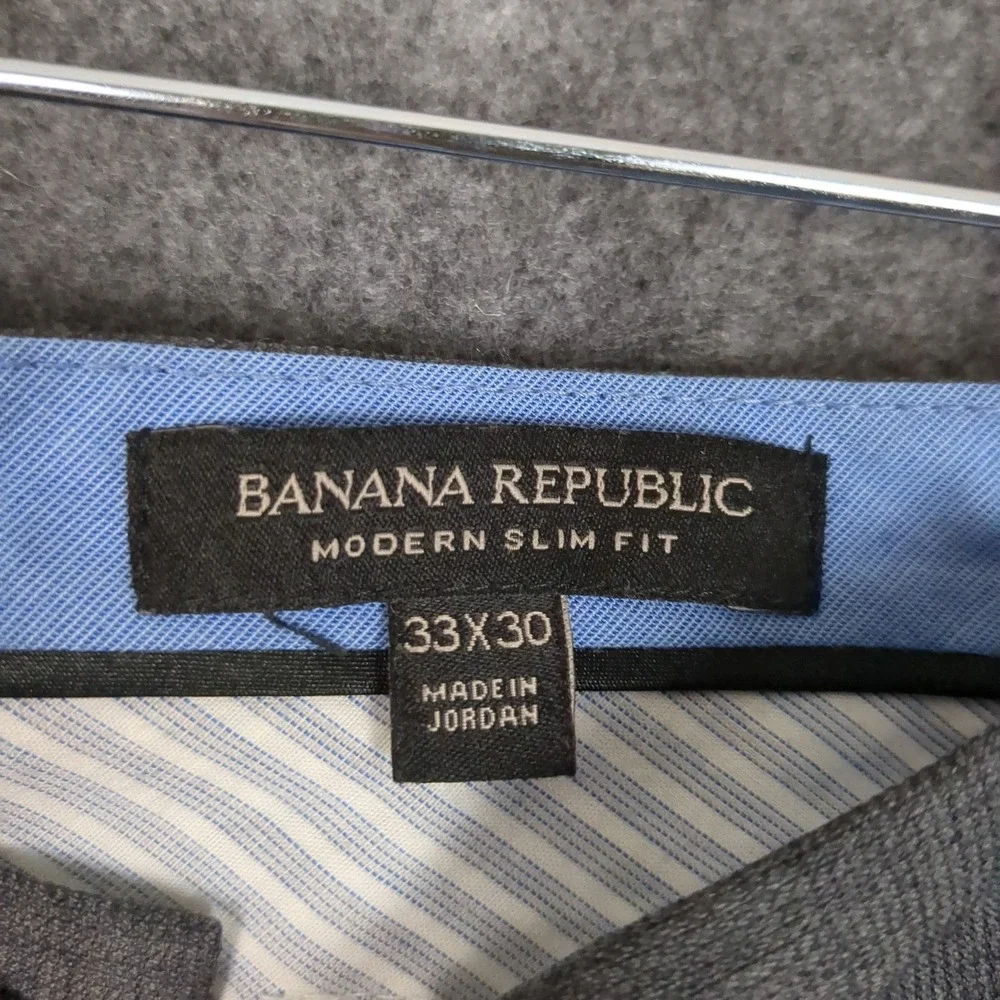 Banana‎ Republic Mens Modern Slim Fit Gray Dress Pants Trousers 33x30 Business